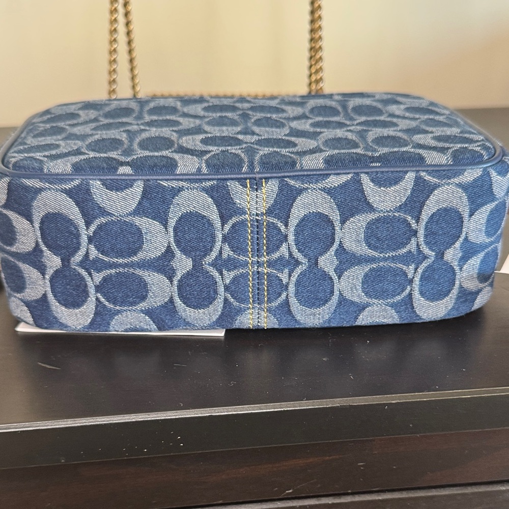 Coach Navy Blue Denim Signature Crossbody Bag NWT - Picture 8 of 11